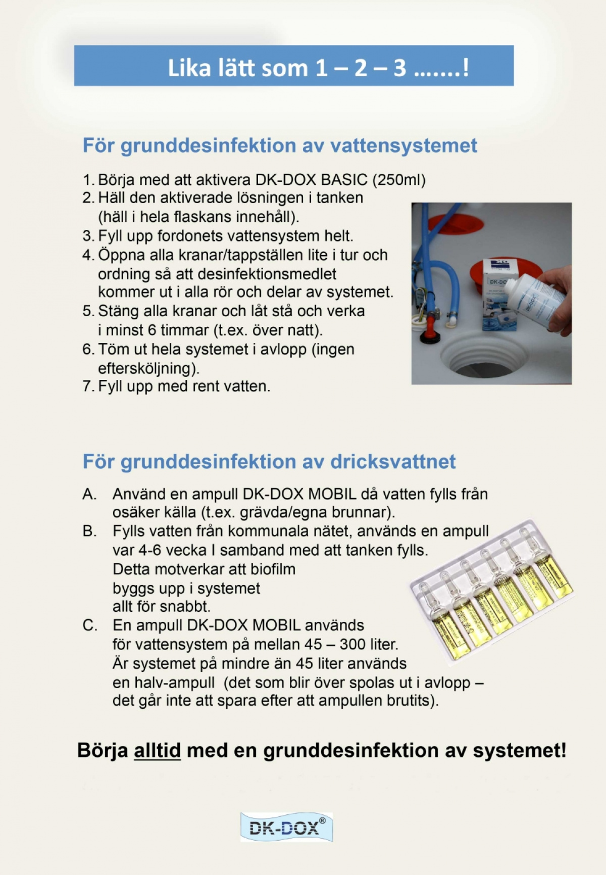 DK-DOX Aktiv Mobil i gruppen Vatten & Sanitet / Kem & Tillbehör / Desinfektion Dricksvattentank hos Campingvaruhuset i Norden AB (65778)
