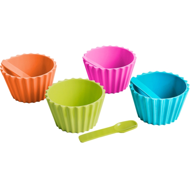 Glasskoppar med sked 4-pack Ø 12 cm