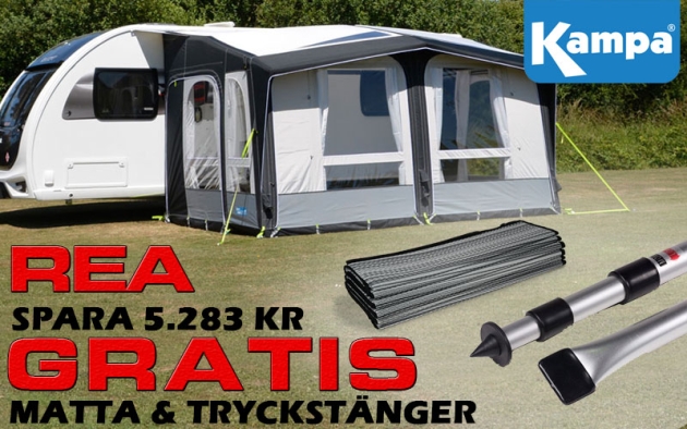 Kampa Club Air Pro 390 Husvagn + Matta + Tryckstänger