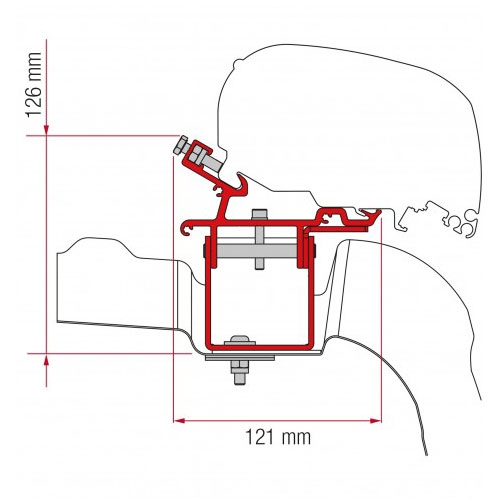 Fiamma Adapter F65/F80 VW-Crafter Utan Takräcke H3L3 2017-