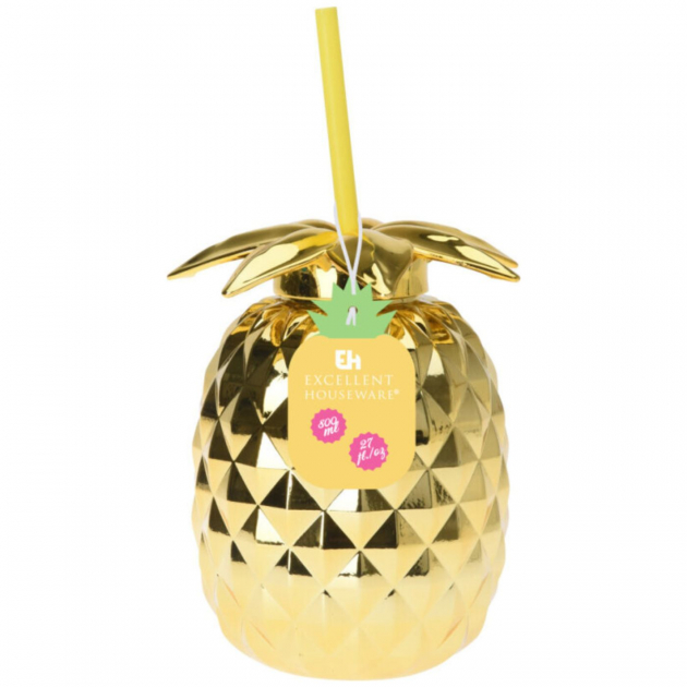 Drinkmugg Ananas Guld