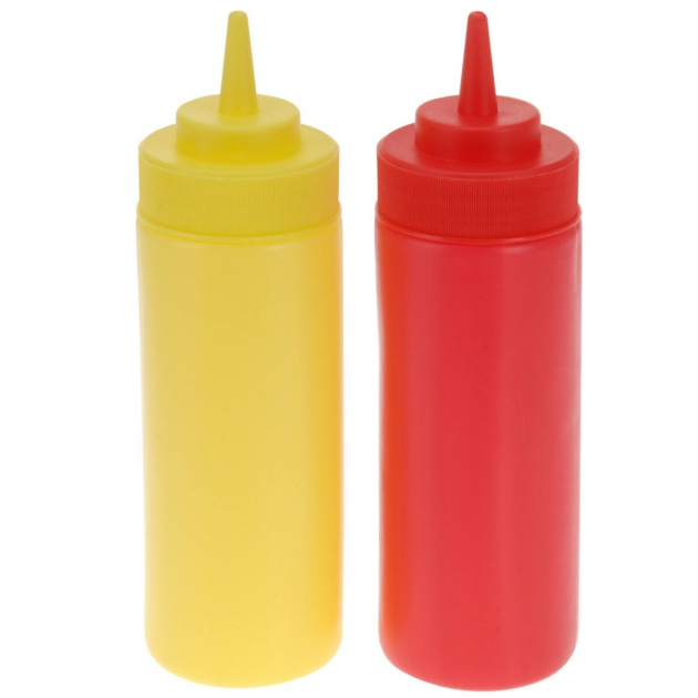 Ketchup och Senapsflaskor