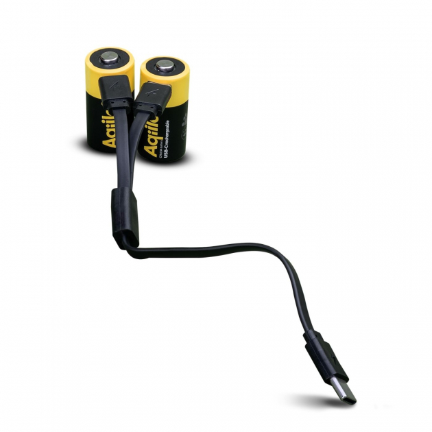 Aqiila Uppladdningsbara CR123A-Batterier USB-C 2p