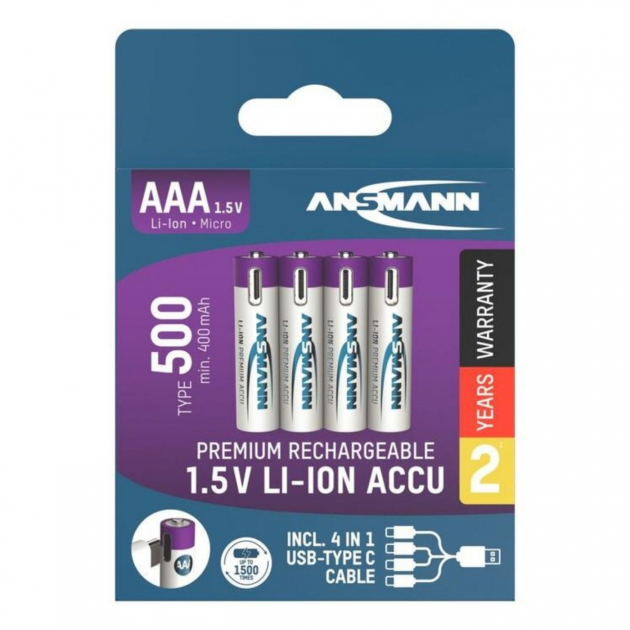 Ansmann Uppladdningsbara Batterier AAA 4-Pack