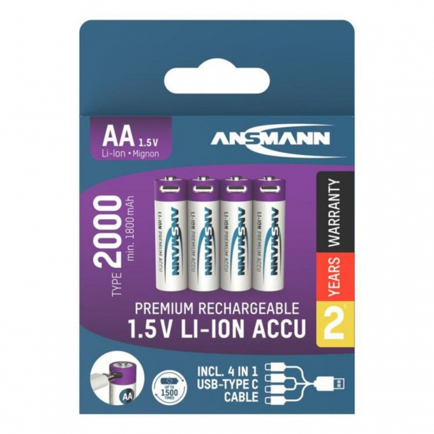 Ansmann Uppladdningsbara Batterier AA 4-Pack