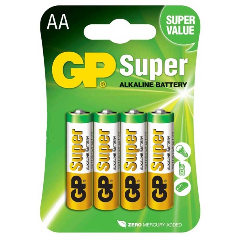 GP Batteri LR6/AA Super 4-pack i gruppen Husvagn & Husbil / Elektronik / Batterier & Omvandlare / Batterier hos Campingvaruhuset i Norden AB (67694)