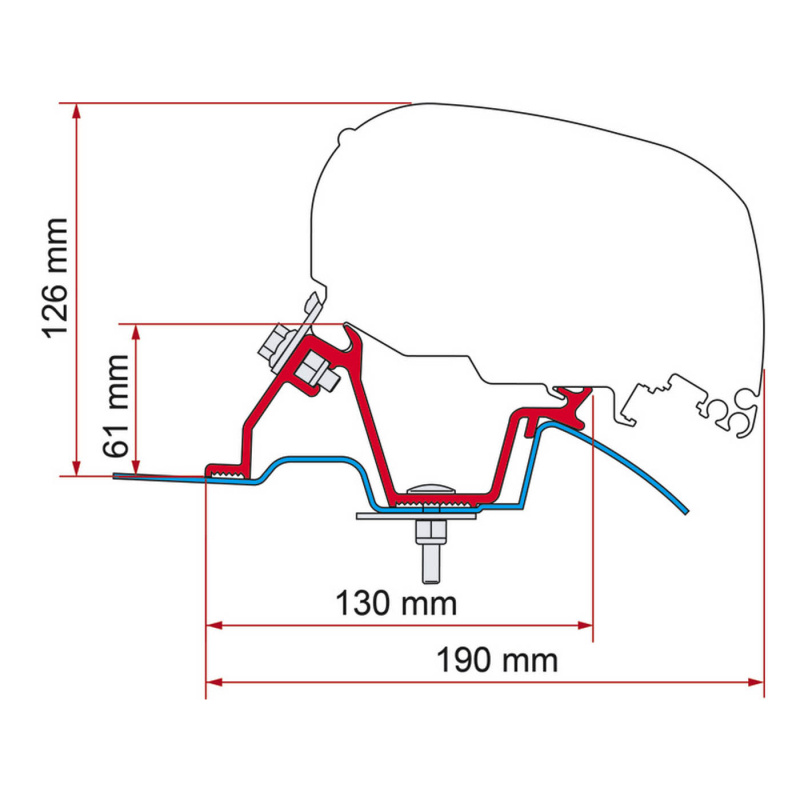 Fiamma Adapter F65/F80 Crafter/Sprinter H2 -2020 i gruppen Husvagn & Husbil / Van & Plåtisar / Markiser / Markisadapters / Fiamma / F65/F80-Crafter/Sprinter hos Campingvaruhuset i Norden AB (67759)