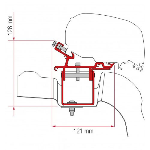 Fiamma Adapter F65/F80 VW-Crafter Utan Takräcke H3L3 2017- i gruppen Husvagn & Husbil / Van & Plåtisar / Markiser / Markisadapters / Fiamma / F65/F80-Crafter/Sprinter hos Campingvaruhuset i Norden AB (71187)