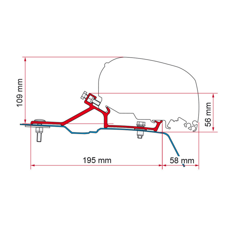 Fiamma Adapter F65/80 Master/Movano/NV400 H2-L2/L3 2010- i gruppen Husvagn & Husbil / Van & Plåtisar / Markiser / Markisadapters / Fiamma / F65/F80-Master/Movano hos Campingvaruhuset i Norden AB (72450)