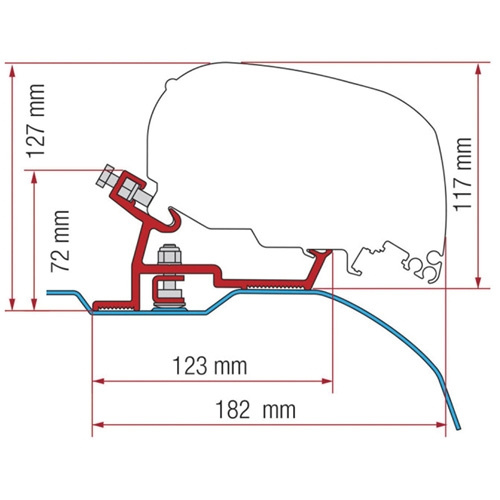 Fiamma Adapter Fiat H2-L2/L3 F65S/F80S i gruppen Husvagn & Husbil / Van & Plåtisar / Markiser / Markisadapters / Fiamma / F65/F80-Ducato/Jumper/Boxer hos Campingvaruhuset i Norden AB (73380)