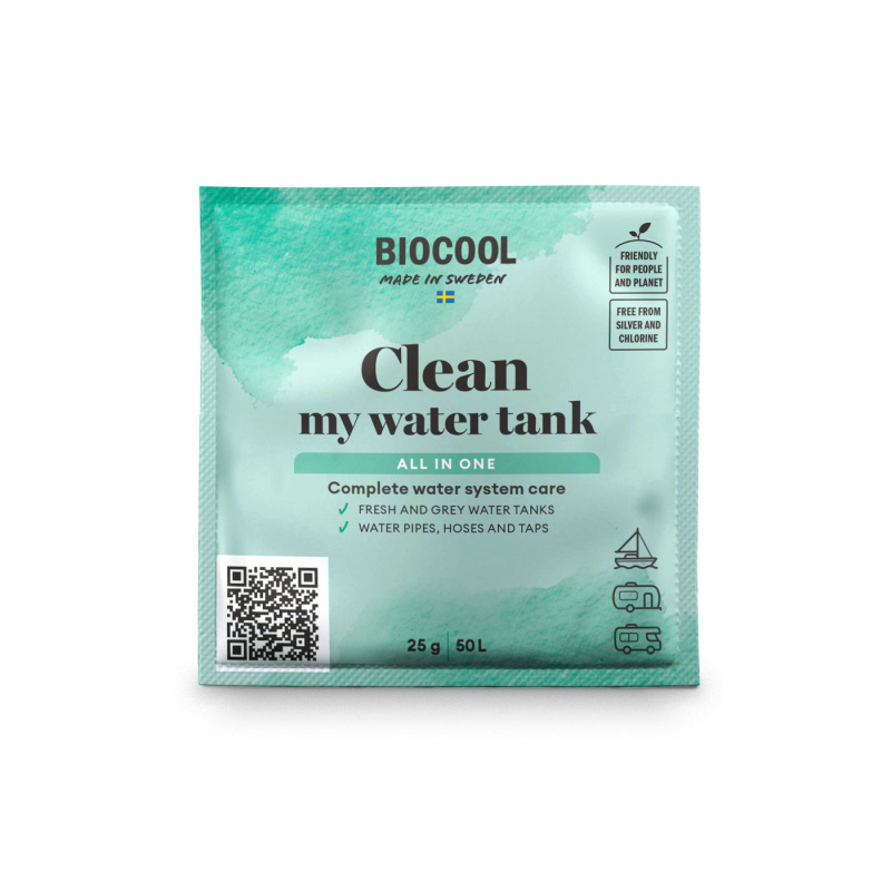 Biocool Clean My Water Tank Portionspåse 50L i gruppen Vatten & Sanitet / Kem & Tillbehör / Toalett/Tank-rengöring & Tillbehör hos Campingvaruhuset i Norden AB (80682)