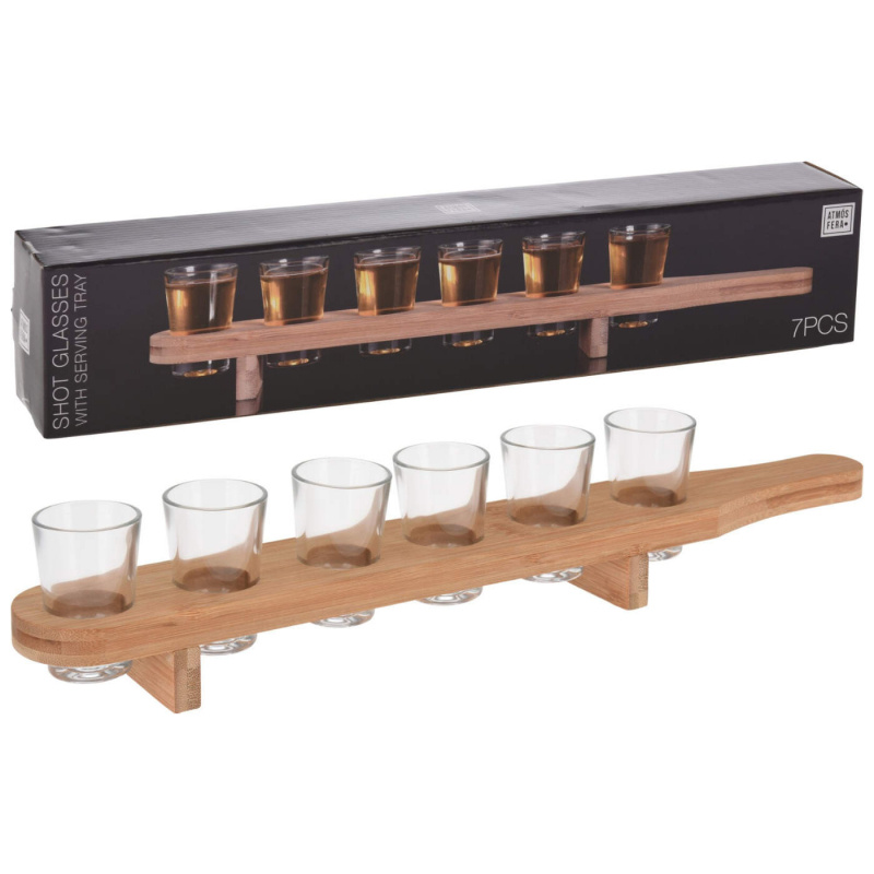 Shotbräda med 6st Glas i gruppen Hushåll & Kök / Glas & Muggar / Nubbe-Shotglas hos Campingvaruhuset i Norden AB (81836)
