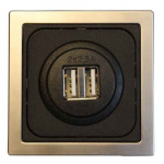 Vägguttag USB Dubbel Svart/Silver Vägguttag USB Dubbel Svart/Silver