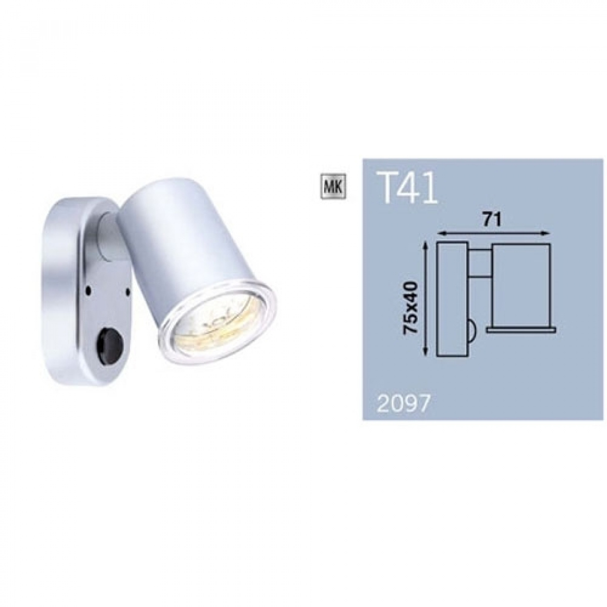 Spotlight T41 Walli Matt Krom 12V i gruppen Husvagn & Husbil / Elektronik / Invändig Belysning / Spotlights hos Campingvaruhuset i Norden AB (66928)