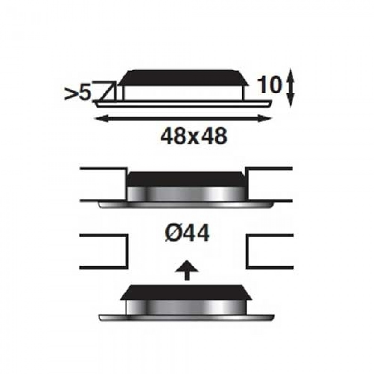 LED Spotlight Vega 48 Square 12V i gruppen Husvagn & Husbil / Elektronik / Invändig Belysning / Spotlight infällda hos Campingvaruhuset i Norden AB (66931)