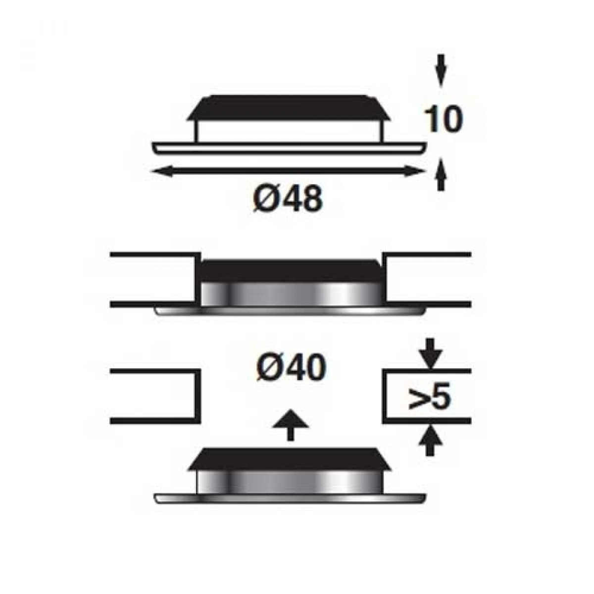 Led Spotlight Vega 48 rund 12V i gruppen Husvagn & Husbil / Elektronik / Invändig Belysning / Spotlight infällda hos Campingvaruhuset i Norden AB (66932)