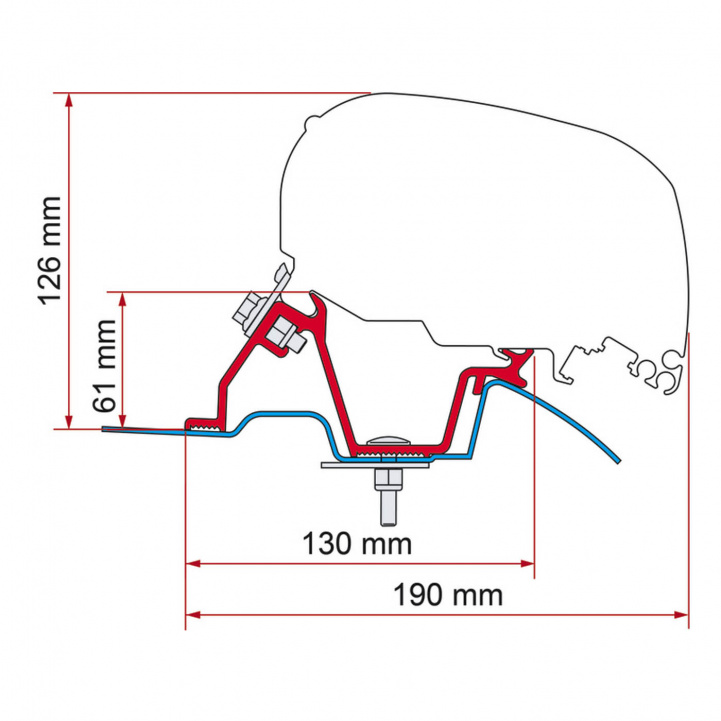 Fiamma Adapter F65/F80 Crafter/Sprinter H2 -2020 i gruppen Husvagn & Husbil / Van & Plåtisar / Markiser / Markisadapters / Fiamma / F65/F80-Crafter/Sprinter hos Campingvaruhuset i Norden AB (67759)