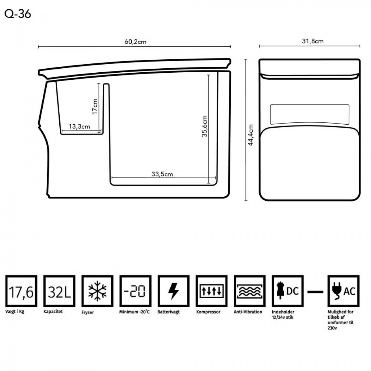 Kompressorkylbox FMT Q36 i gruppen Husvagn & Husbil / Värme, Kyla & Ventilation / Kylskåp & Kylboxar / Kylboxar hos Campingvaruhuset i Norden AB (68879)