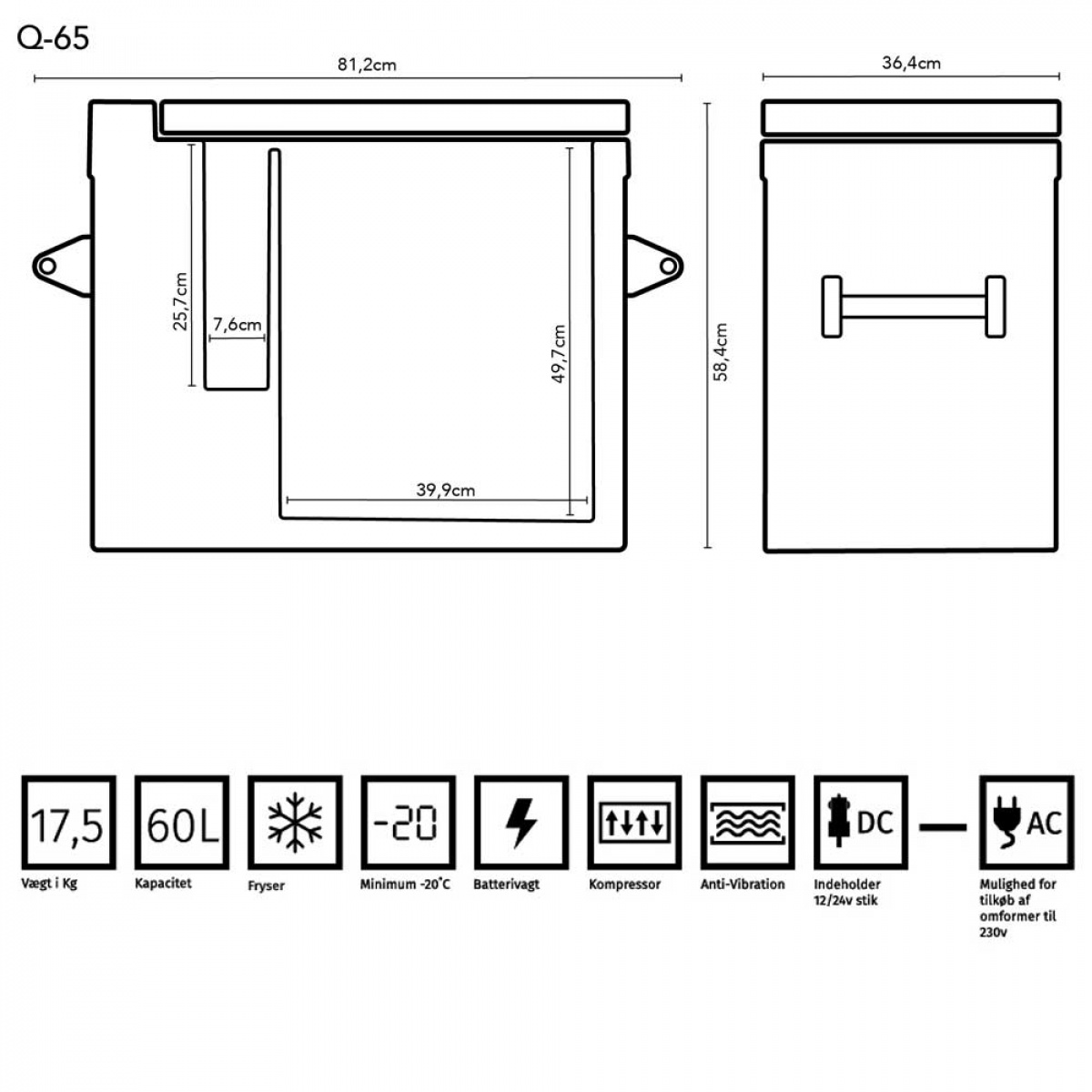 Kompressorkylbox FMT Q65 i gruppen Husvagn & Husbil / Värme, Kyla & Ventilation / Kylskåp & Kylboxar / Kylboxar hos Campingvaruhuset i Norden AB (68882)