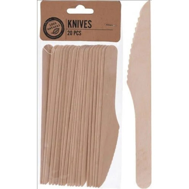 Eco Engångsbestick Kniv 20-Pack Trä i gruppen Hushåll & Kök / Servering / Engångsartiklar hos Campingvaruhuset i Norden AB (70177)