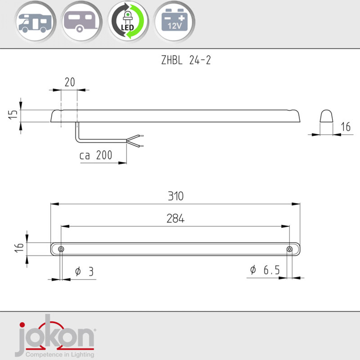 Säkerhetsbromslykta Jokon LED 12V i gruppen Husvagn & Husbil / Elektronik / Invändig Belysning / LED-Belysning / LED Armaturer hos Campingvaruhuset i Norden AB (70458)