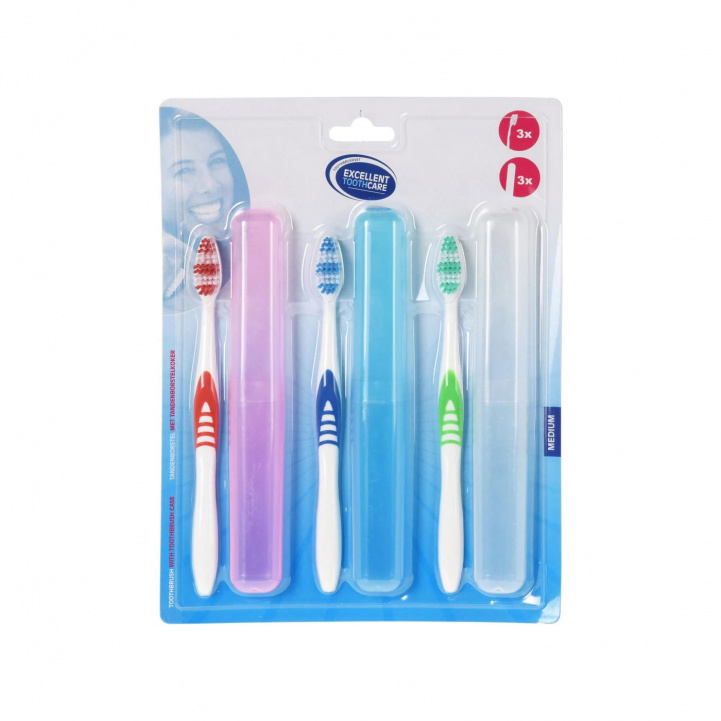 Tandborste med Etui 3-pack i gruppen Vatten & Sanitet / Badrumsartiklar hos Campingvaruhuset i Norden AB (78165)