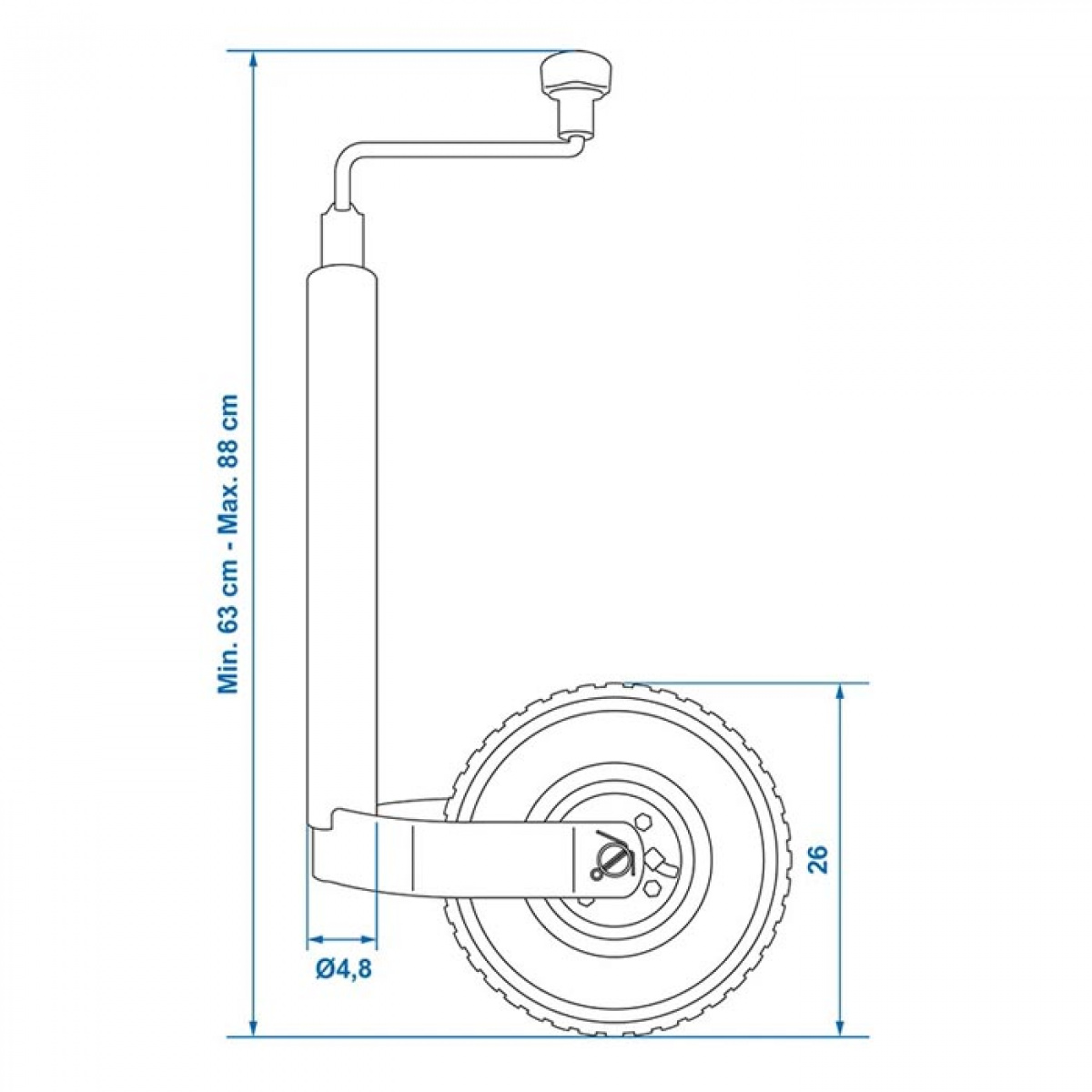 ProPlus Stödhjul 48 mm Metallfälg Med PU-däck 260x85 mm i gruppen Husvagn & Husbil / Chassi / Stödhjul hos Campingvaruhuset i Norden AB (78449)