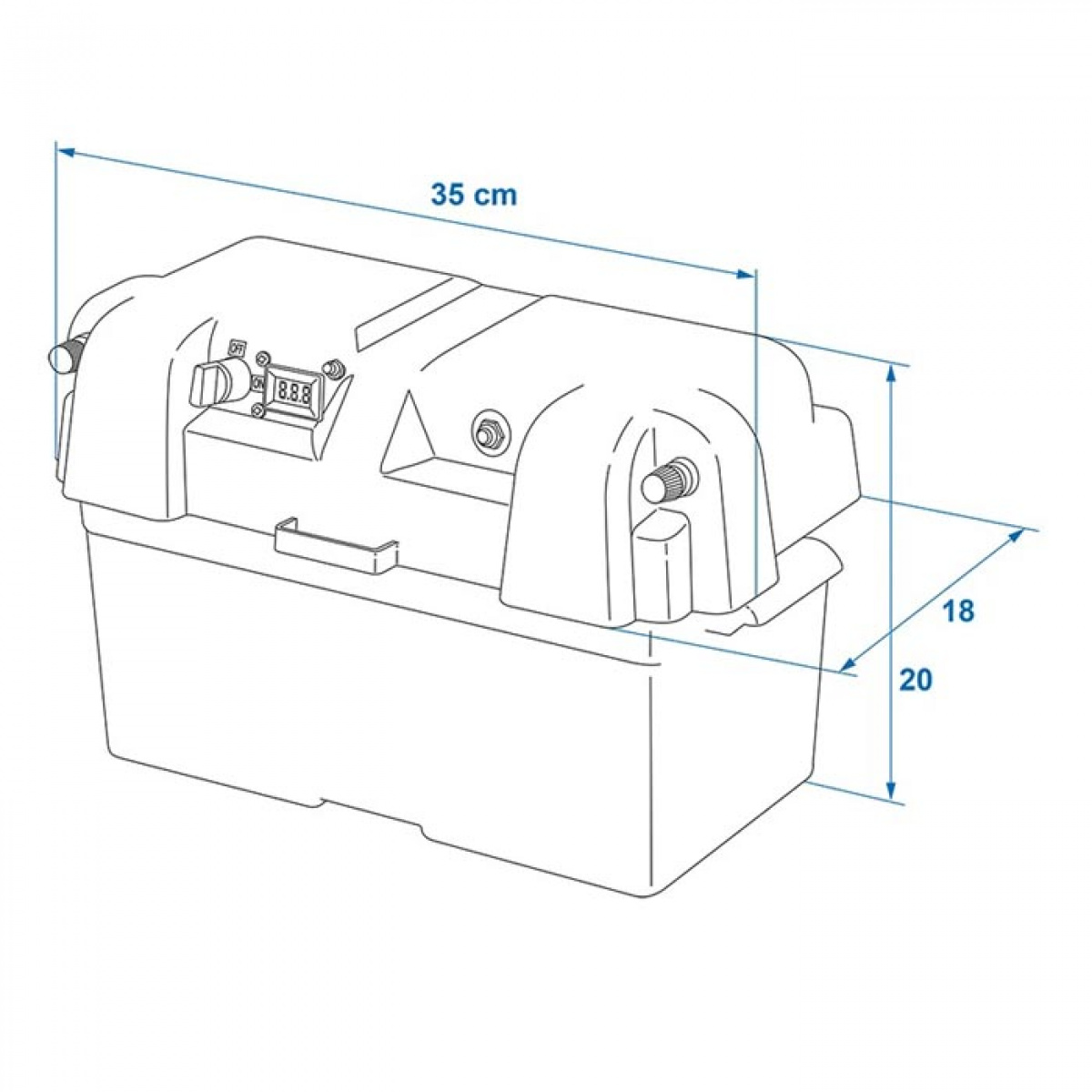 ProPlus Batterilåda 35x18x20 cm 2xUSB uttag 1x 12V uttag - Voltmätare i gruppen Husvagn & Husbil / Elektronik / Batterier & Omvandlare hos Campingvaruhuset i Norden AB (78466)