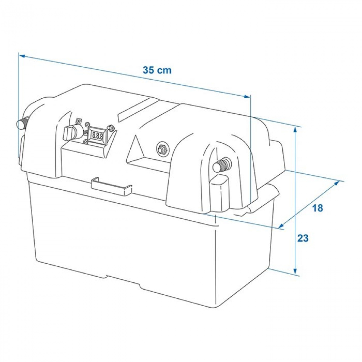 ProPlus Batterilåda 35x18x23cm 2xUSB uttag 1x 12V uttag - Voltmätare i gruppen Husvagn & Husbil / Elektronik / Batterier & Omvandlare hos Campingvaruhuset i Norden AB (78467)