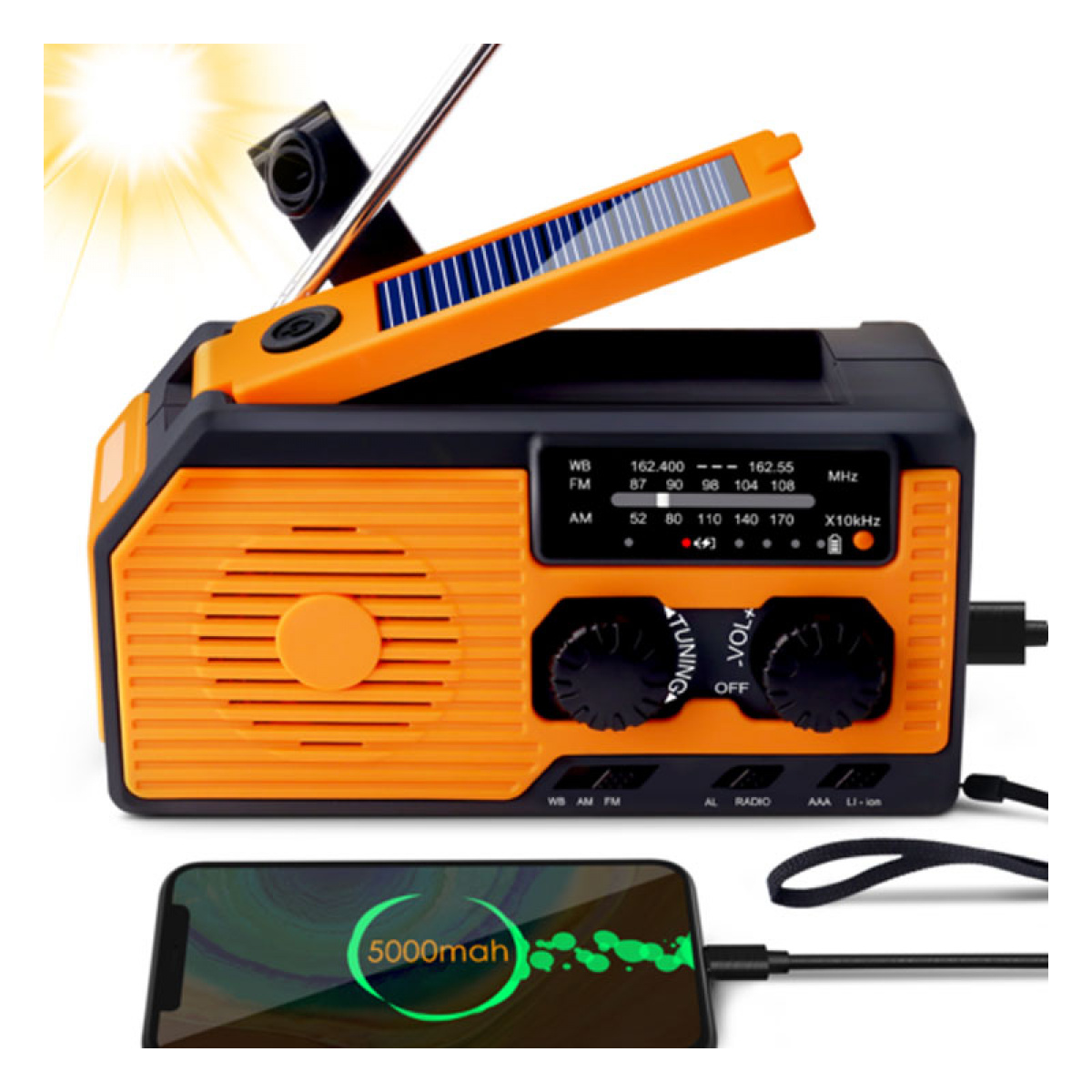 Nödradio med Vev AM-FM Solcell Inkl. USB i gruppen Övrigt / Säkerhet / Övrig Säkerhet hos Campingvaruhuset i Norden AB (79597)