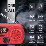 Nödradio med Vev AM-FM Solcell Inkl. USB Nödradio med Vev AM-FM Solcell Inkl. USB