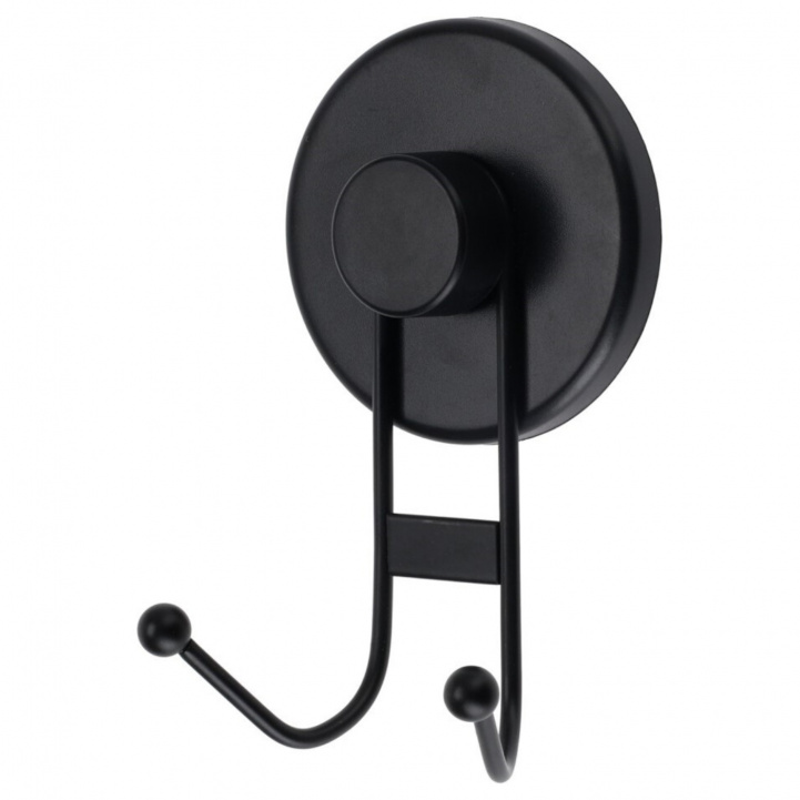 Dubbelkrok Svart Med Sugkopp i gruppen Vatten & Sanitet / Badrumsartiklar hos Campingvaruhuset i Norden AB (80905)