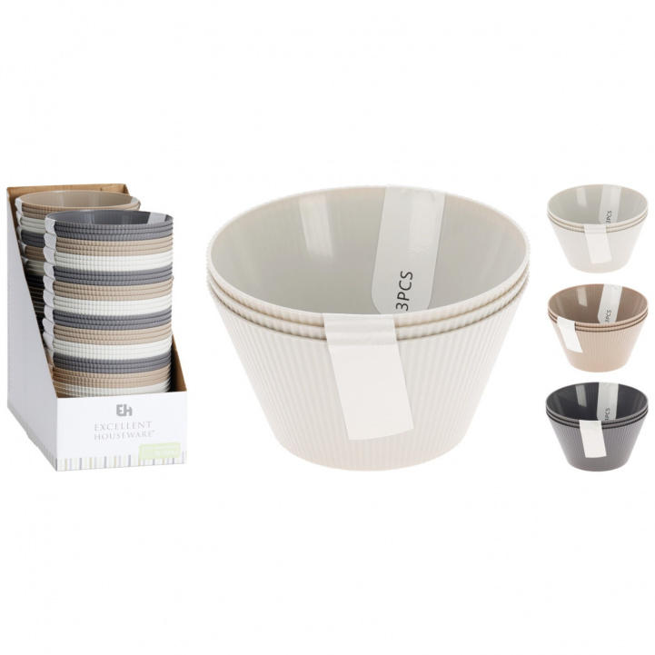 Skål Stripe 12cm i Plast 3-pack i gruppen Hushåll & Kök / Servering / Skålar hos Campingvaruhuset i Norden AB (80953)