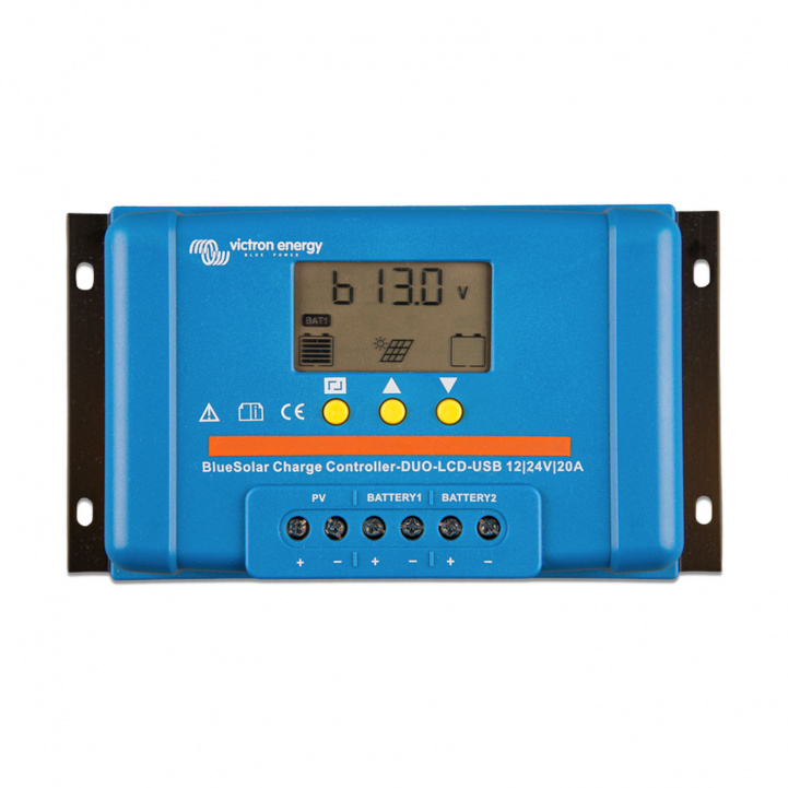 Victron Solcellsregulator BlueSolar PWM DUO-LCD&USB 12/24V-20A i gruppen Husvagn & Husbil / Elektronik / Solpaneler / Solcellsregulatorer / PWM hos Campingvaruhuset i Norden AB (81337)