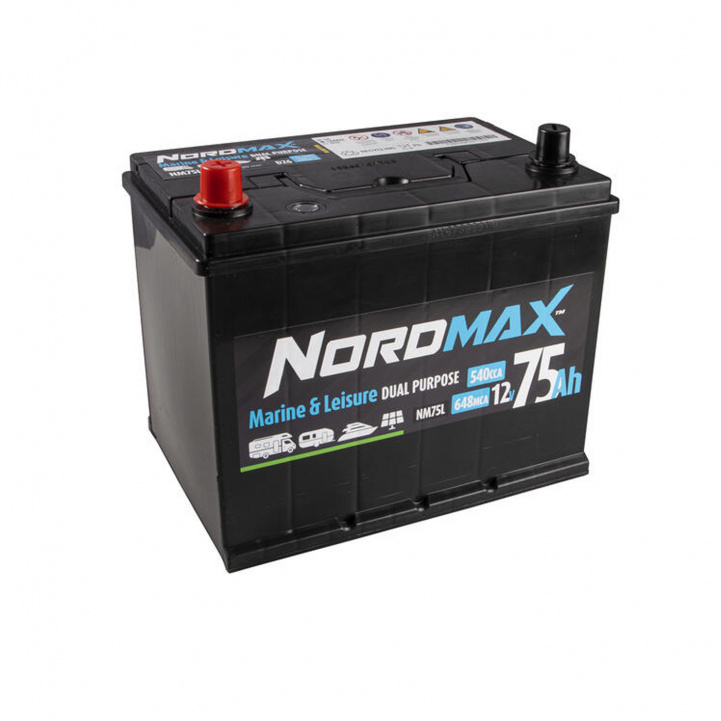 Nordmax Fritidsbatteri 75Ah SMF i gruppen Husvagn & Husbil / Elektronik / Batterier & Omvandlare / Batterier hos Campingvaruhuset i Norden AB (81420)