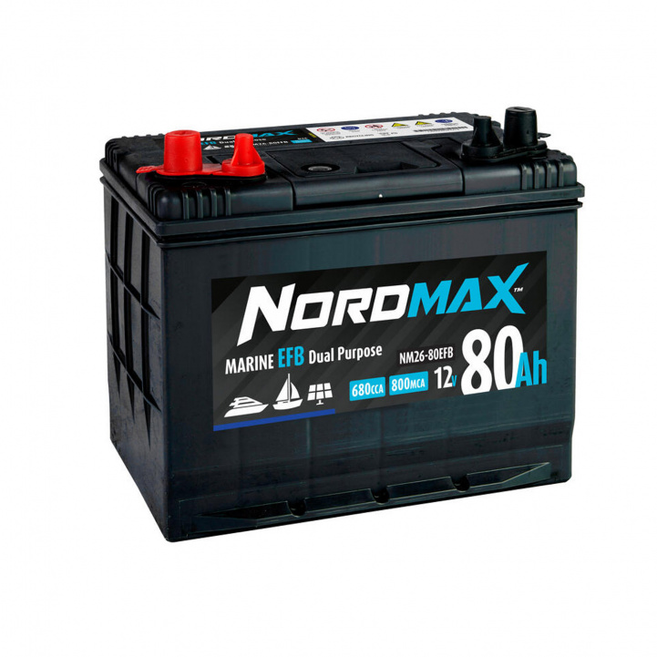 Nordmax Marine Fritidsbatteri 80Ah EFB i gruppen Husvagn & Husbil / Elektronik / Batterier & Omvandlare / Batterier hos Campingvaruhuset i Norden AB (81425)