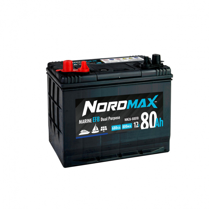 Nordmax Marine Fritidsbatteri 80Ah AGM i gruppen Husvagn & Husbil / Elektronik / Batterier & Omvandlare / Batterier hos Campingvaruhuset i Norden AB (81427)