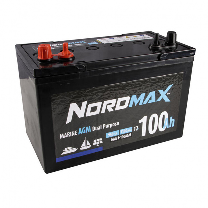 Nordmax Marine Fritidsbatteri 100Ah AGM i gruppen Husvagn & Husbil / Elektronik / Batterier & Omvandlare / Batterier hos Campingvaruhuset i Norden AB (81429)