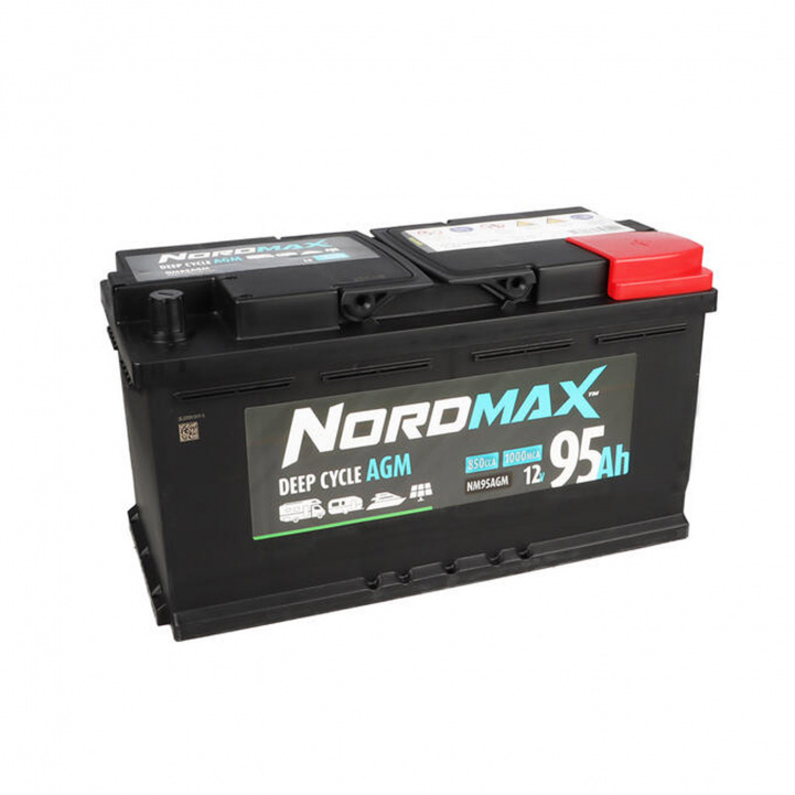 Nordmax Marine Fritidsbatteri 95Ah AGM i gruppen Husvagn & Husbil / Elektronik / Batterier & Omvandlare / Batterier hos Campingvaruhuset i Norden AB (81432)