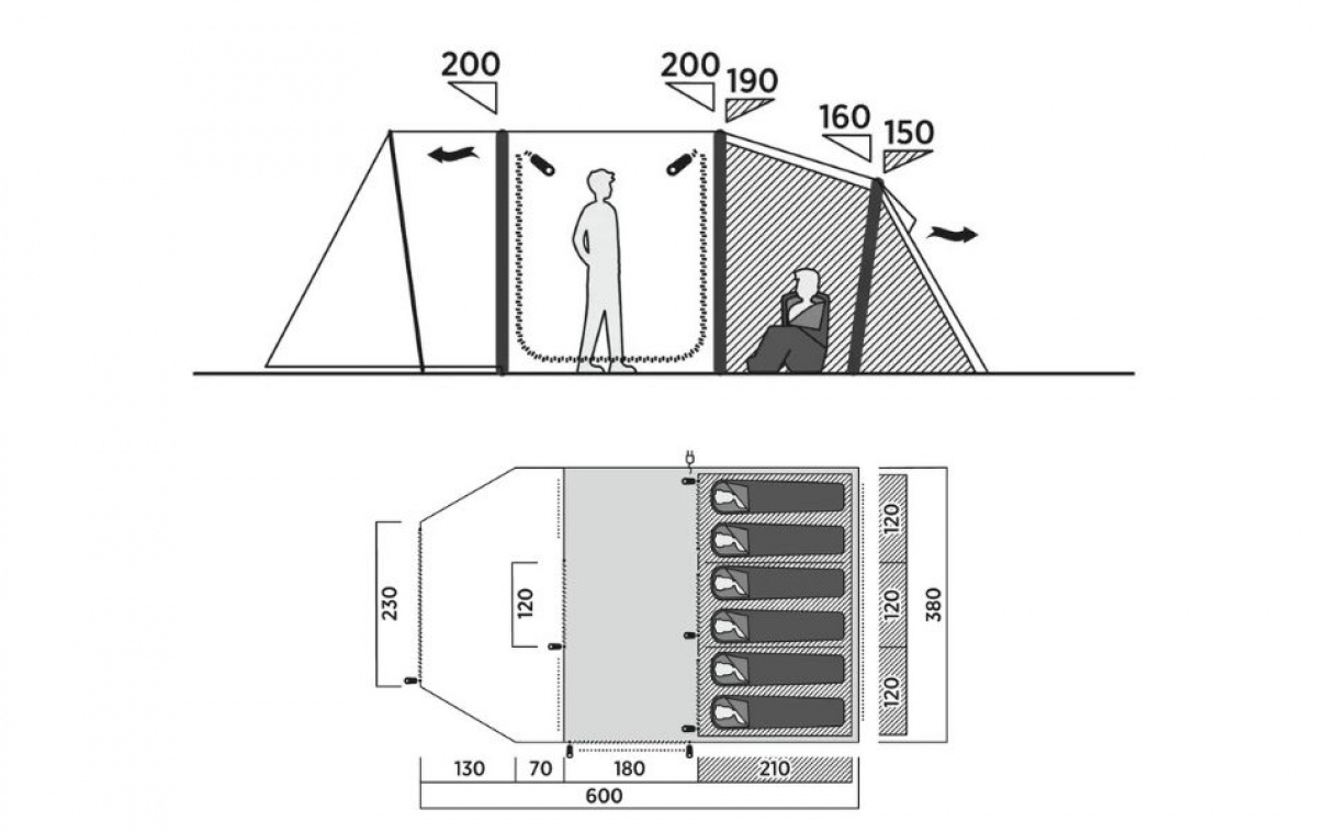 Easy Camp Kullen 6 Air i gruppen Outdoor / Campingtält hos Campingvaruhuset i Norden AB (83192)
