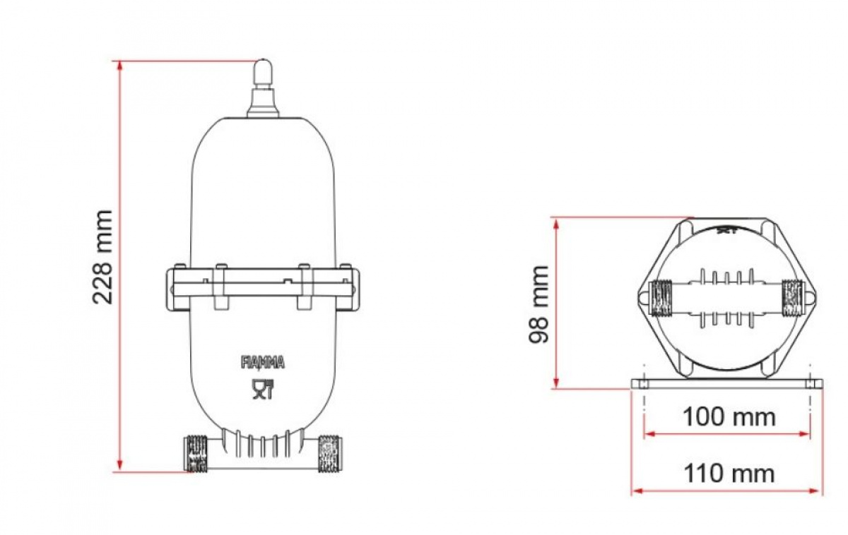 Fiamma Tryckackumulator A20 i gruppen Vatten & Sanitet / Vatten / Vattenpumpar / Övriga pumpar hos Campingvaruhuset i Norden AB (83624)