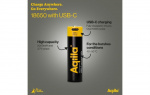 Aqiila Uppladdningsbart 18650-Batteri USB-C