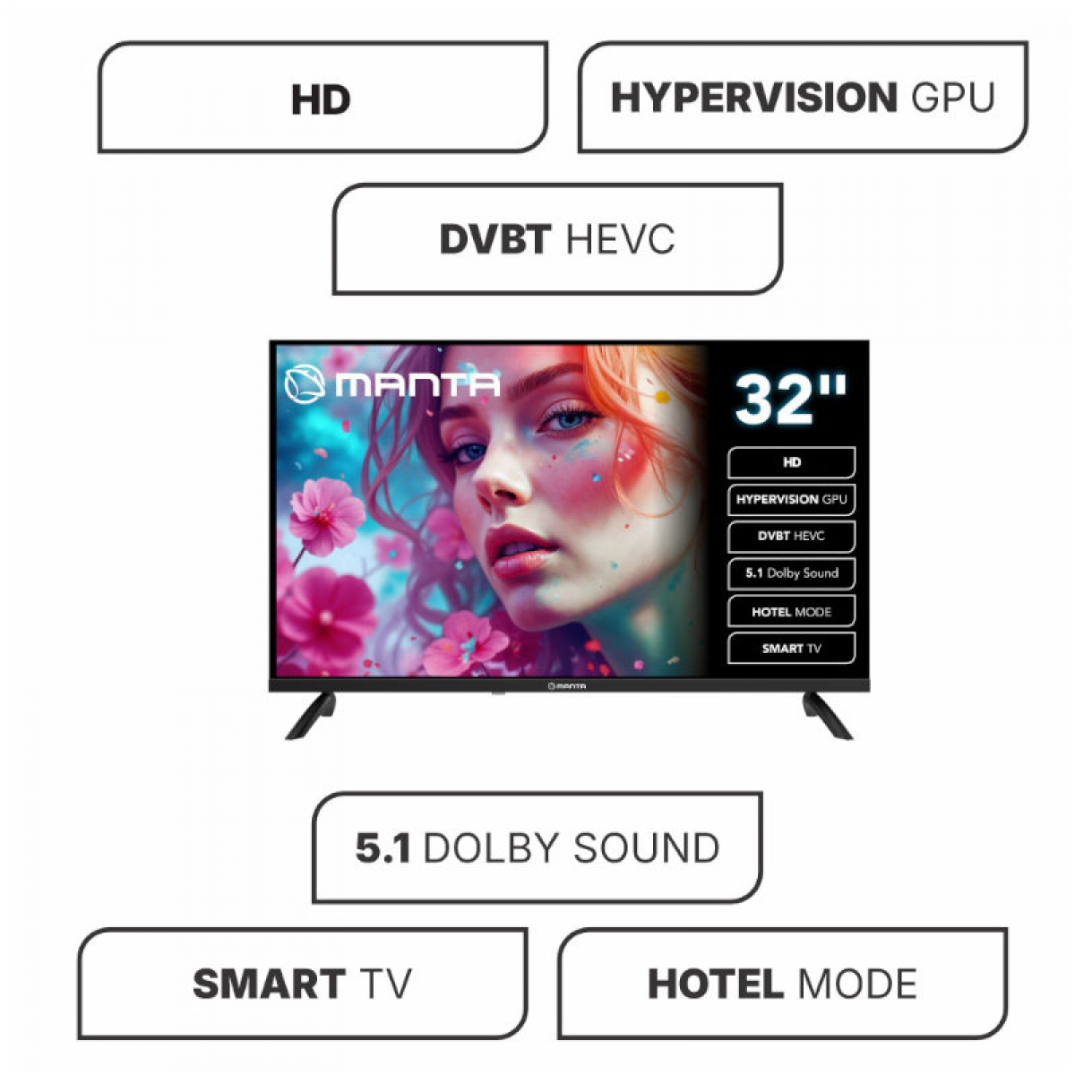 Manta Led Smart TV 32 tum 230v i gruppen Husvagn & Husbil / Elektronik / Tv, Bild & Ljud hos Campingvaruhuset i Norden AB (84286)