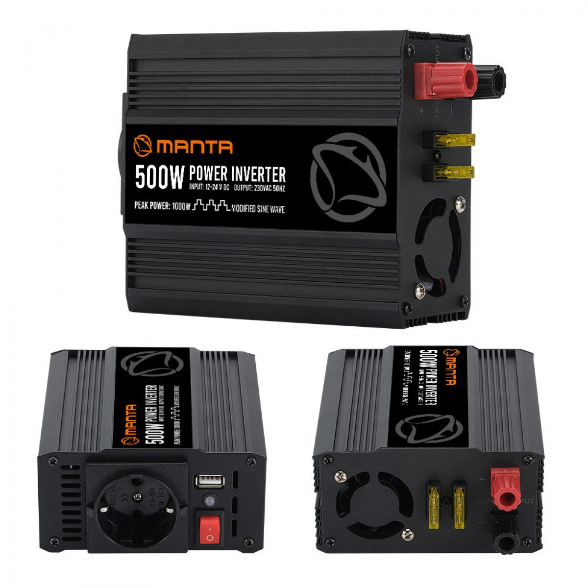 Manta Inverter 500w i gruppen Husvagn & Husbil / Elektronik / Batterier & Omvandlare / Inverter & Omformare / Omvandlare 12V Till 230V hos Campingvaruhuset i Norden AB (84287)