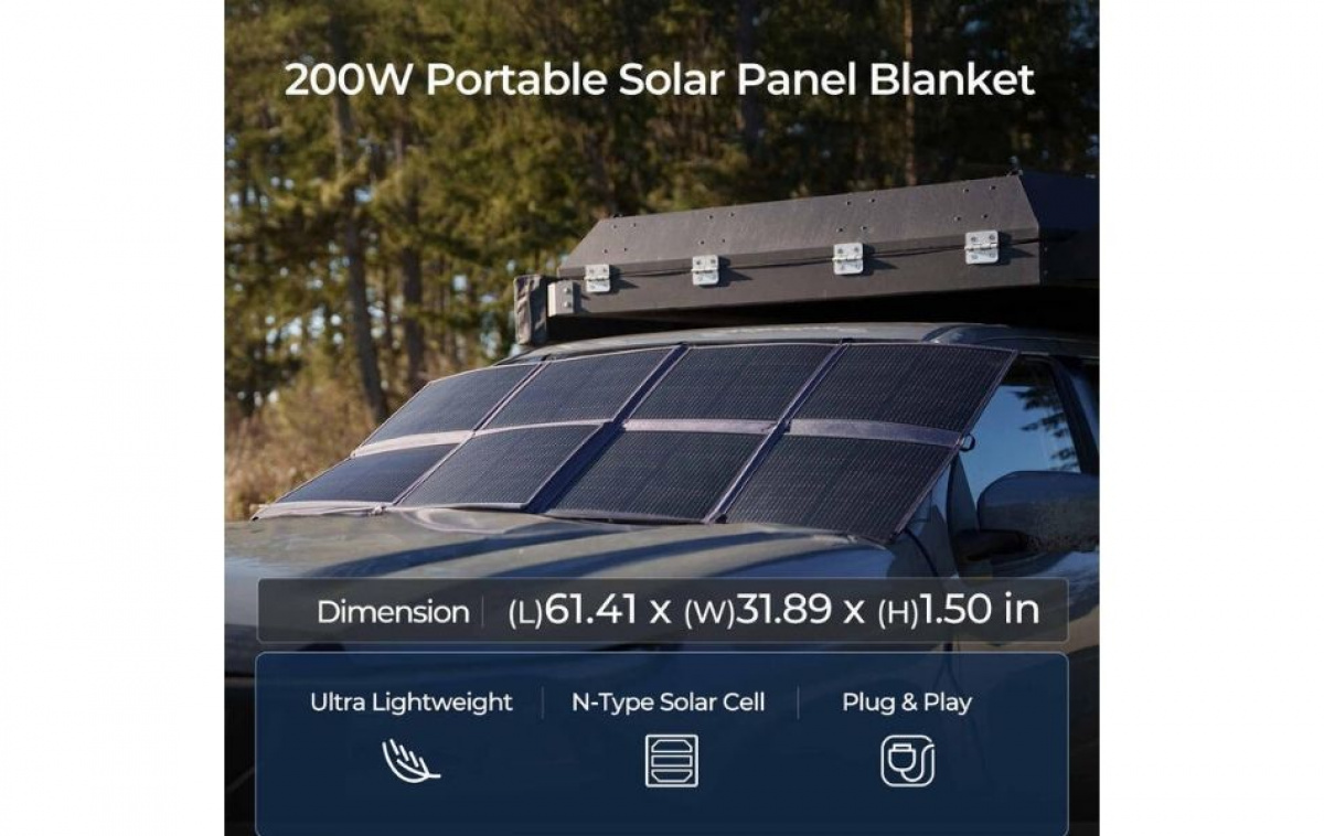 Renogy Portabel Vikbar Solpanel 200W i gruppen Husvagn & Husbil / Elektronik / Solpaneler hos Campingvaruhuset i Norden AB (84584)